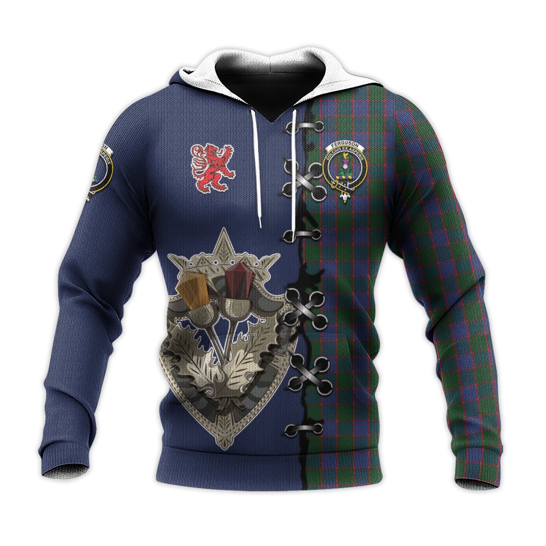 Printivon Ferguson Old Tartan Hoodie Lion Rampant And Celtic Thistle Style