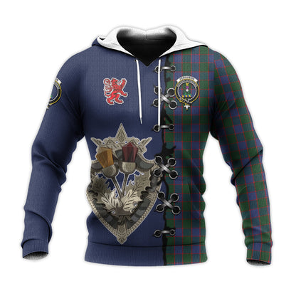 Printivon Ferguson Old Tartan Hoodie Lion Rampant And Celtic Thistle Style