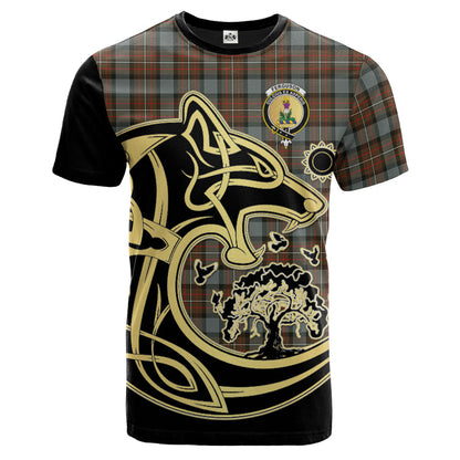 Printivon Ferguson Weathered Crest Celtic Wolf Tartan T Shirt Custom Your Text