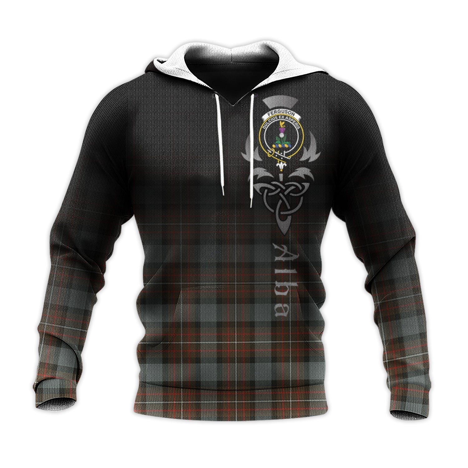 Printivon Ferguson Weathered Tartan Crest Alba Celtic Hoodie