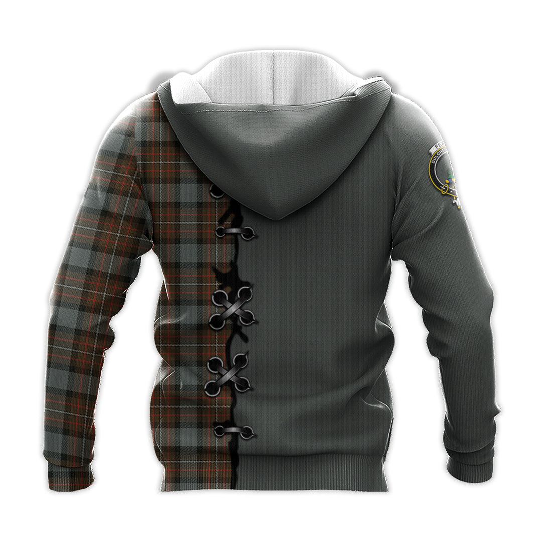 Printivon Ferguson Weathered Tartan Hoodie Lion Rampant And Celtic Thistle Style