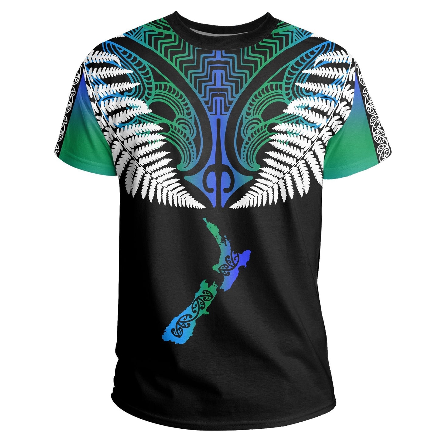 New Zealand Maori T Shirt, Silver Fern Poutama Shirt
