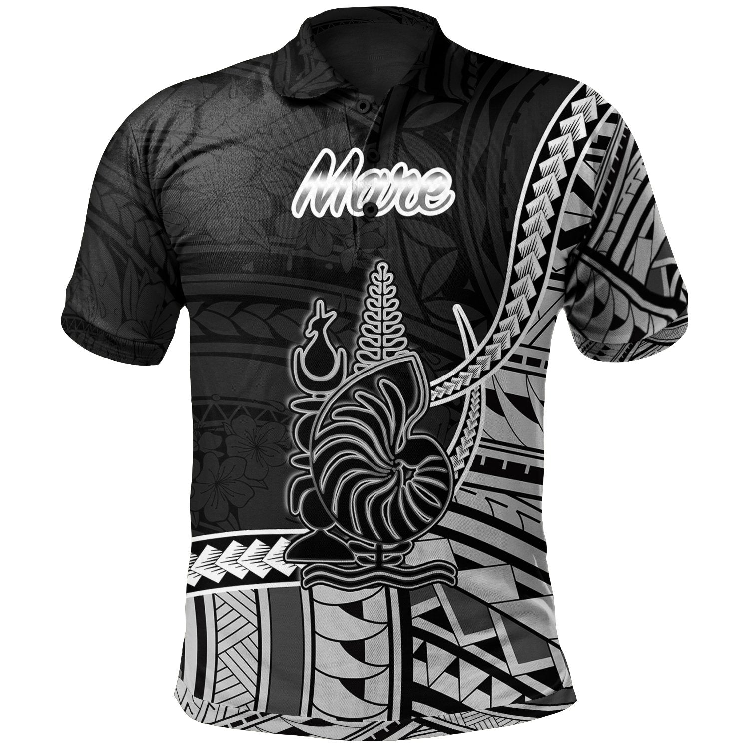 New Caledonia Islands Polo Shirt - Mare Seal Of New Caledonia Islands Polynesian Patterns