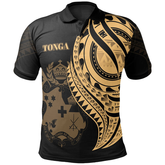 Tonga Polo Shirt - Gold Color Polynesian Patterns Best Tonga Ever