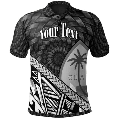 Guam Polo Shirt - Custom Personalised Black Tapa Patterns With Bamboo