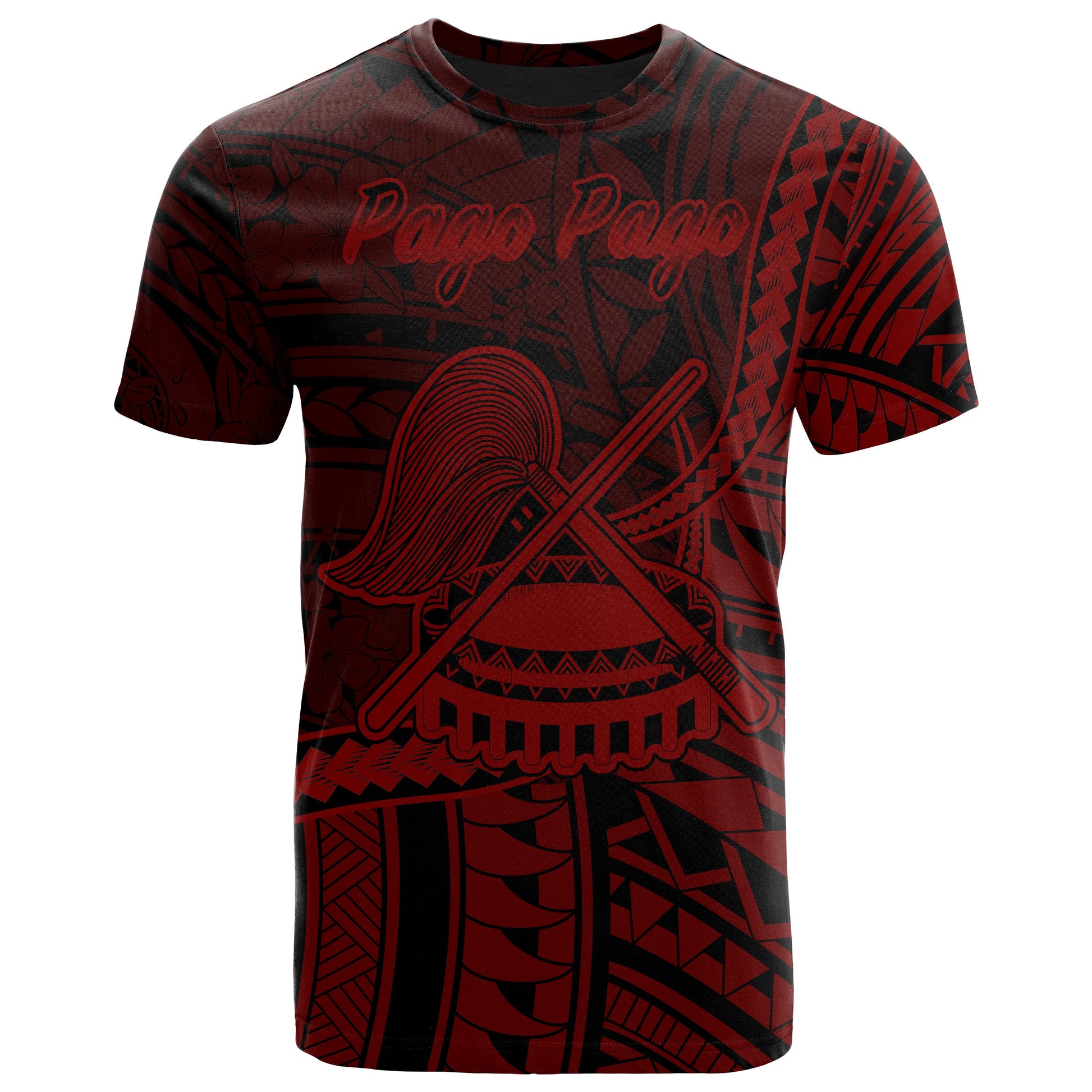 American Samoa T - Shirt - Pago Pago Polynesian Red Patterns