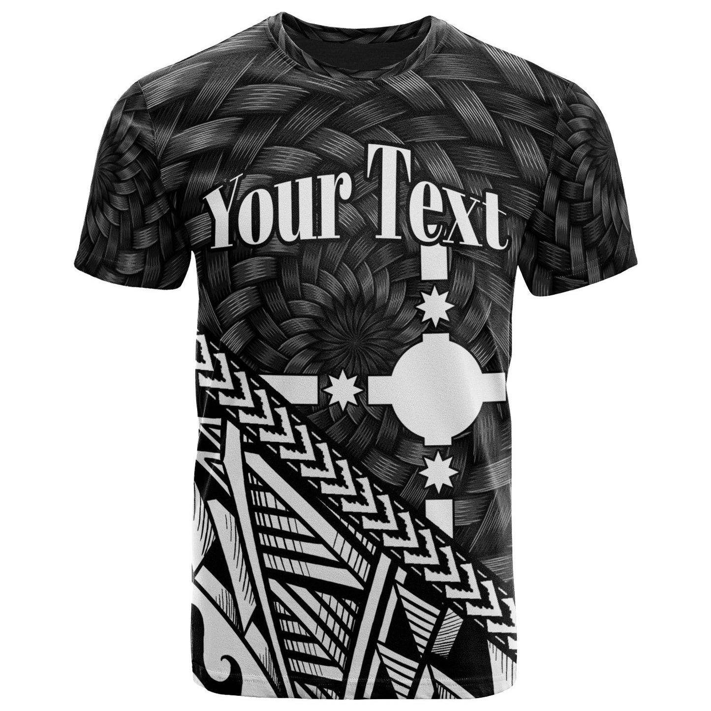 Rotuma T - Shirt - Custom Personalised White Tapa Patterns With Bamboo