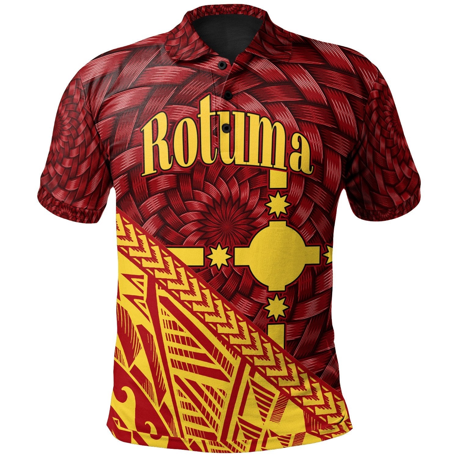 Rotuma Polo Shirt - Tapa Patterns With Bamboo