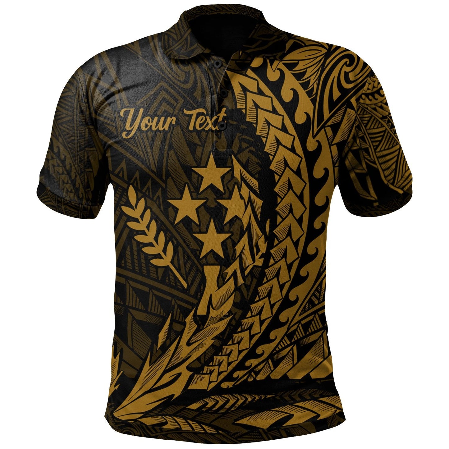 Kosrae State Polo Shirt - Gold Custom Personalised Wings Style