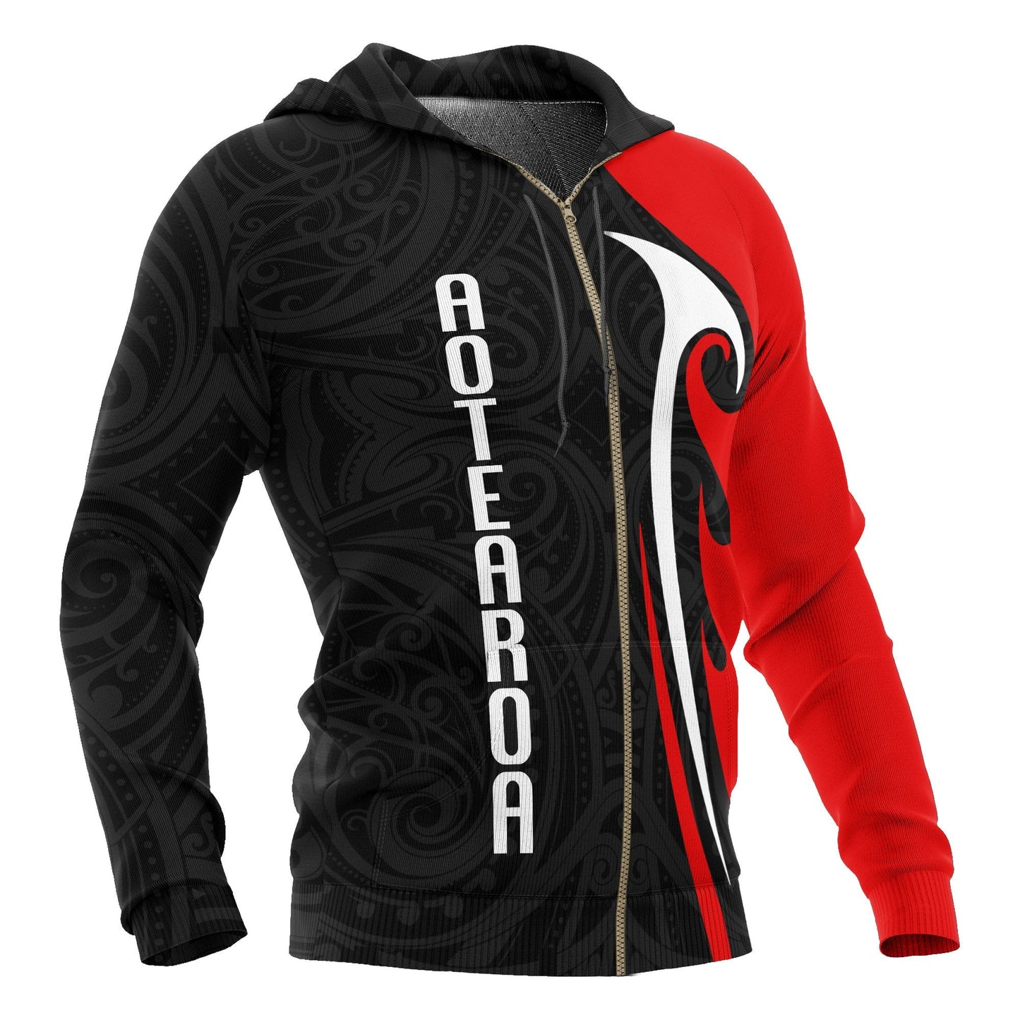 Aotearoa Silver Fern Maori Zip Hoodie