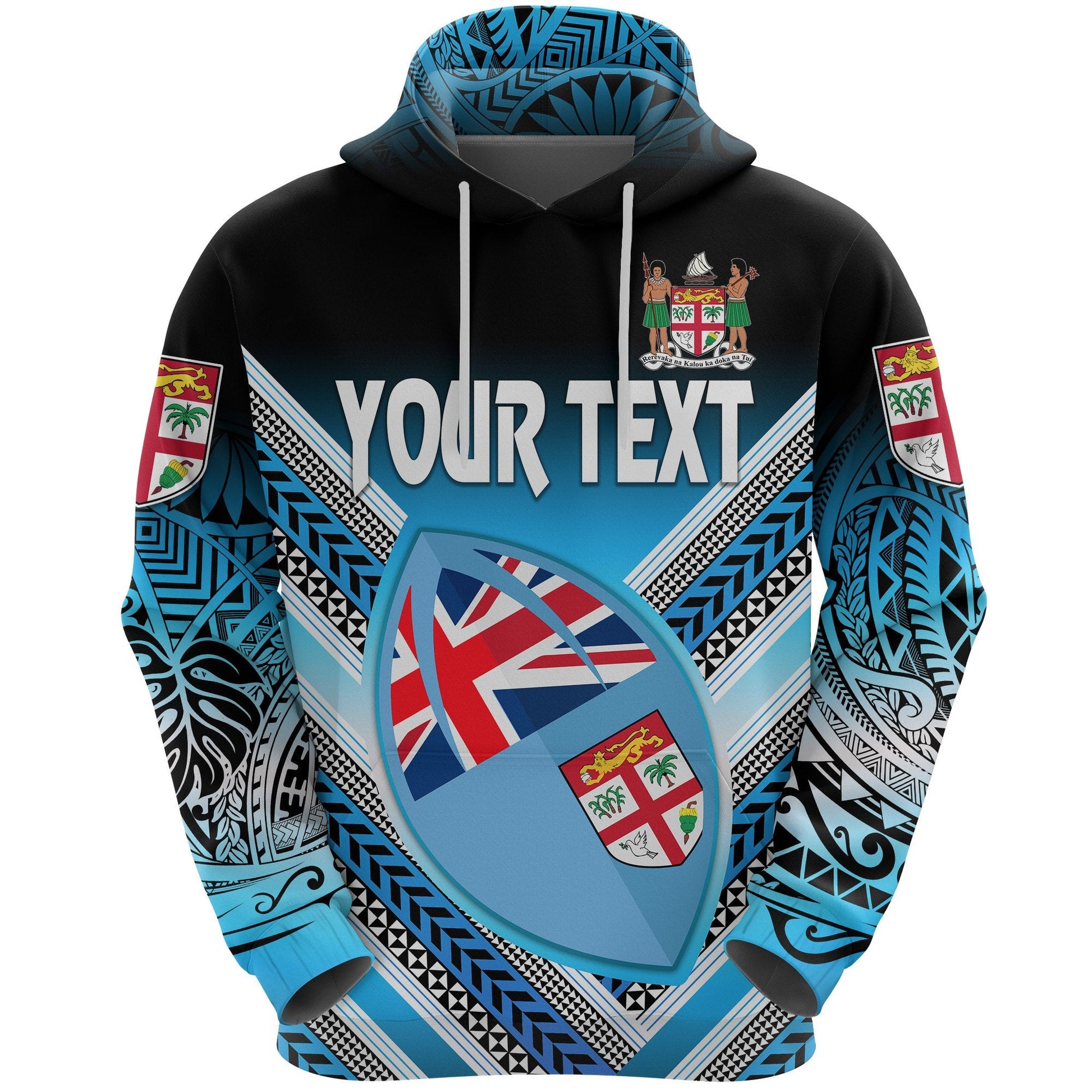 Custom Text Fiji Rugby Hoodie Map Creative Style
