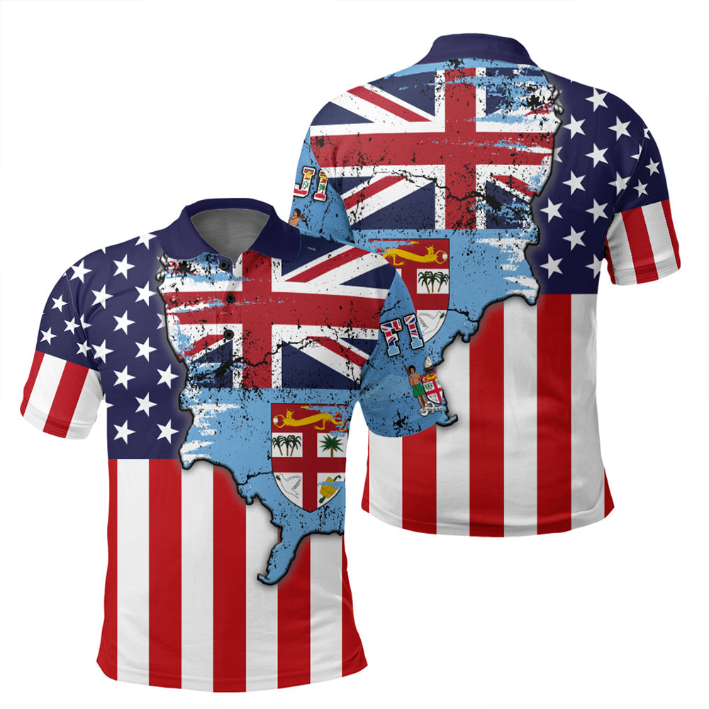 Fiji With America Flag Polo Shirt