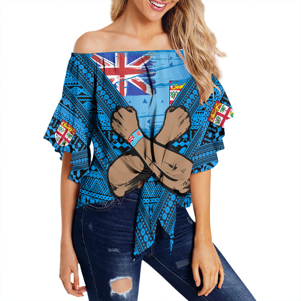 Fiji Bula Flag Off Shoulder Wrap Waist Top