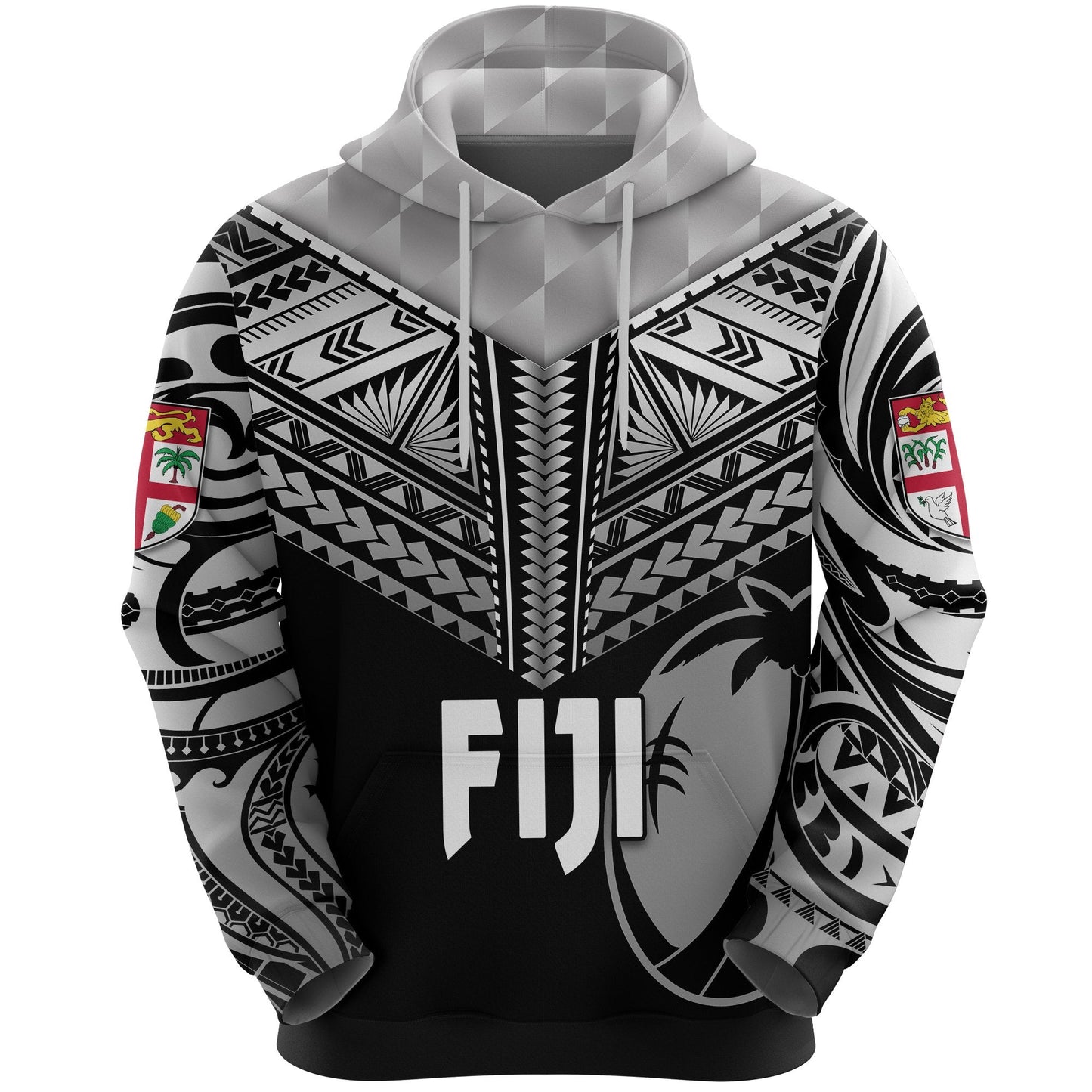 Fiji Rugby Hoodie Coconut Sporty Vibes Full Black