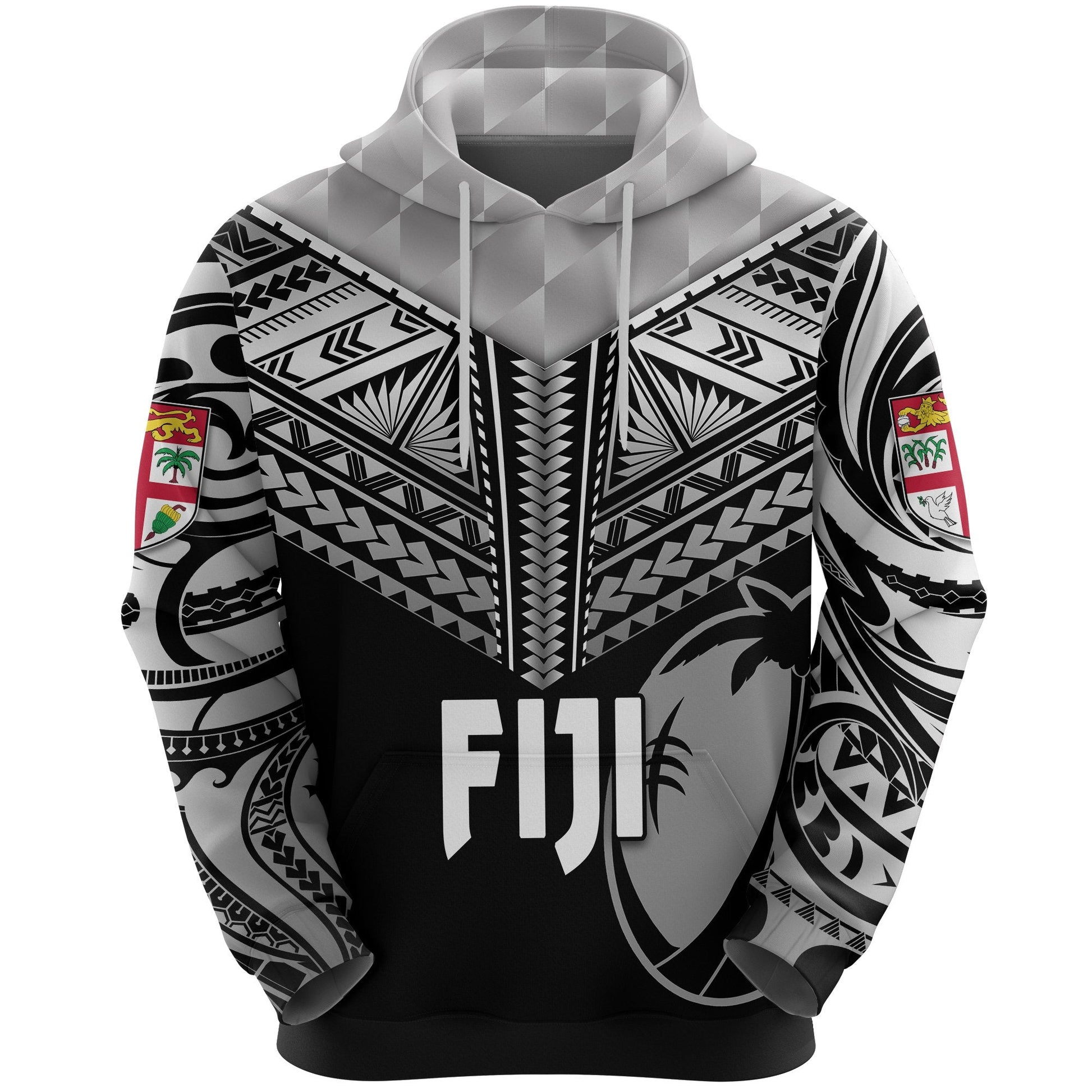 Fiji Rugby Hoodie Coconut Sporty Vibes Full Black