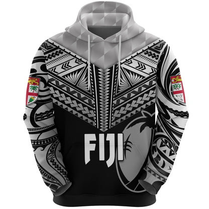 Fiji Rugby Hoodie Coconut Sporty Vibes Full Black