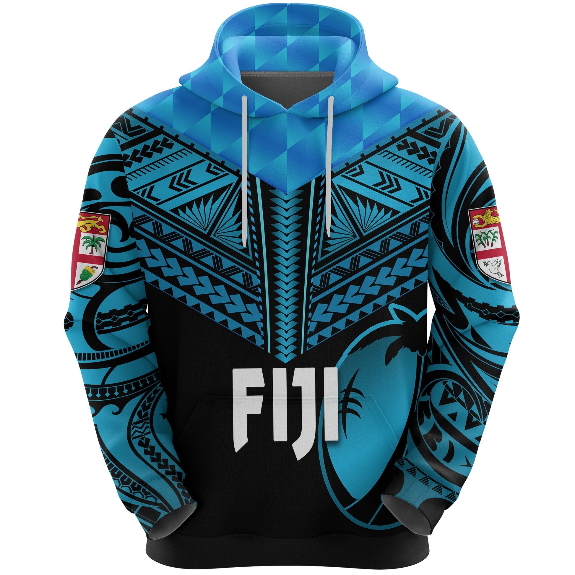 Fiji Rugby Hoodie Coconut Sporty Vibes Black