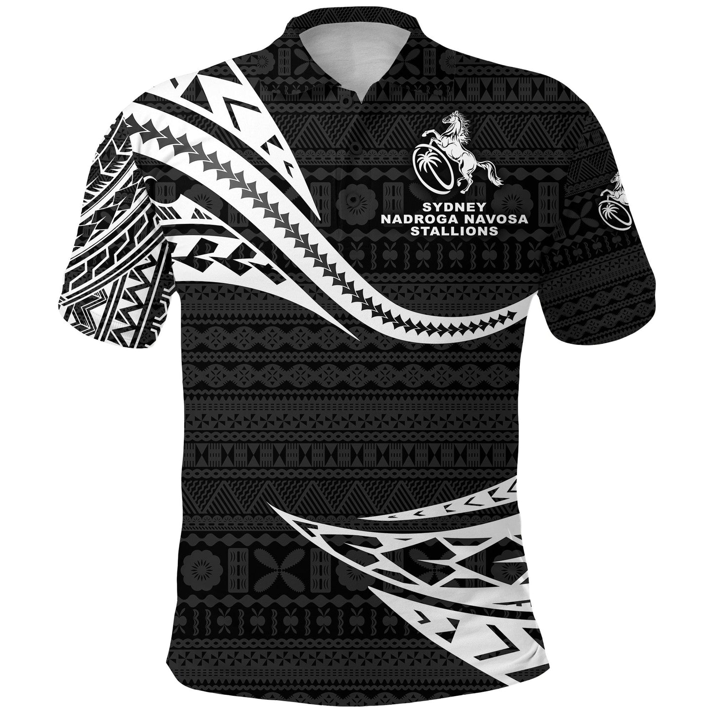 Fiji Rugby Polo Shirt Sydney Nadroga Navosa Stallions Unique Version - Black