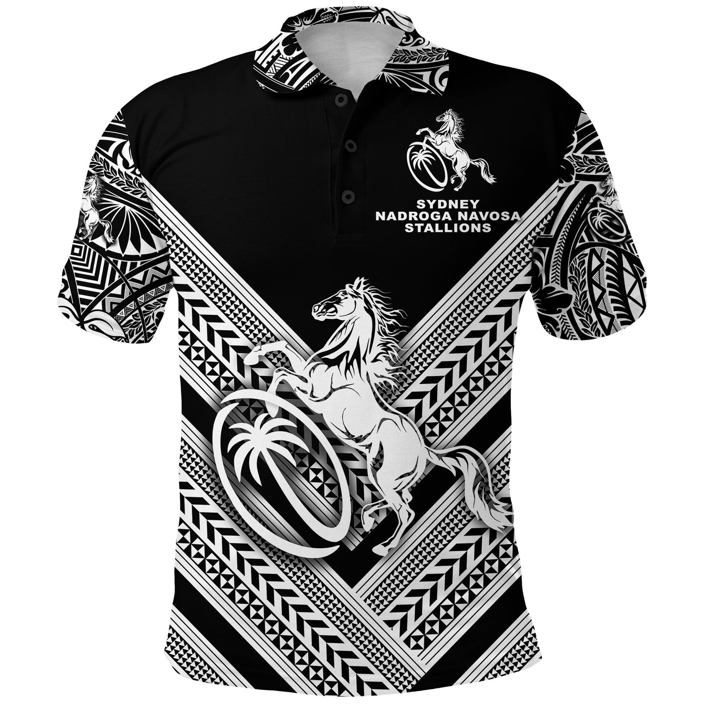Fiji Rugby Polo Shirt Sydney Nadroga Navosa Stallions Creative Style - Black