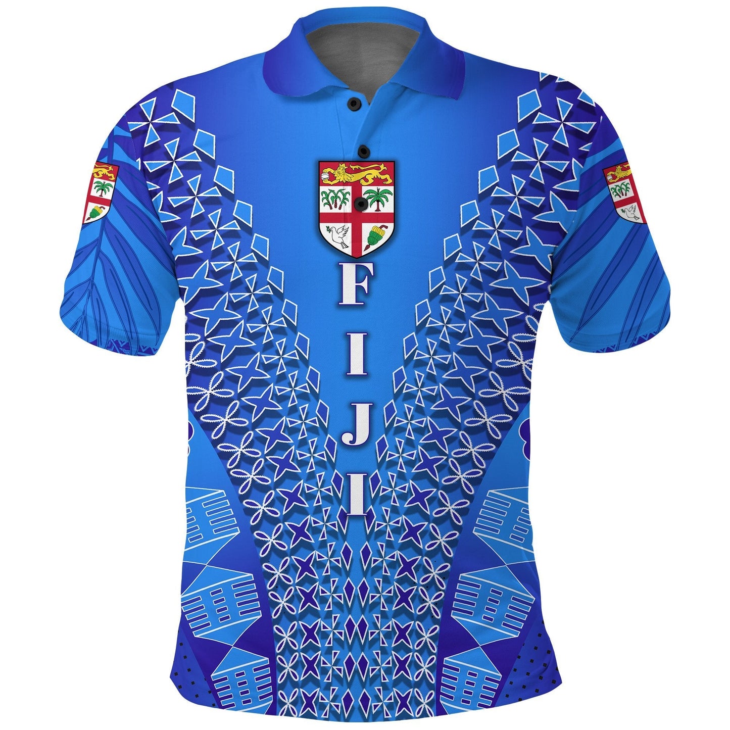 Fiji Drua Polo Shirt Tapa
