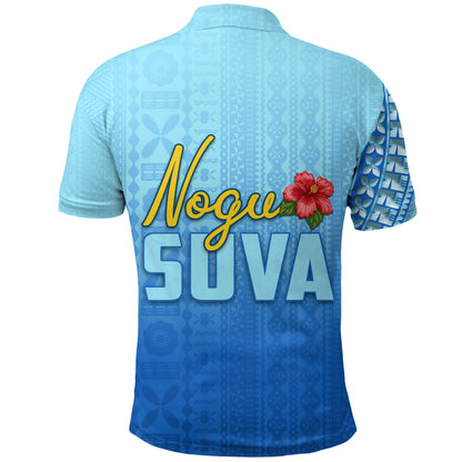 Nogu Suva Rugby Fiji Polo Shirt - Tapa Blue