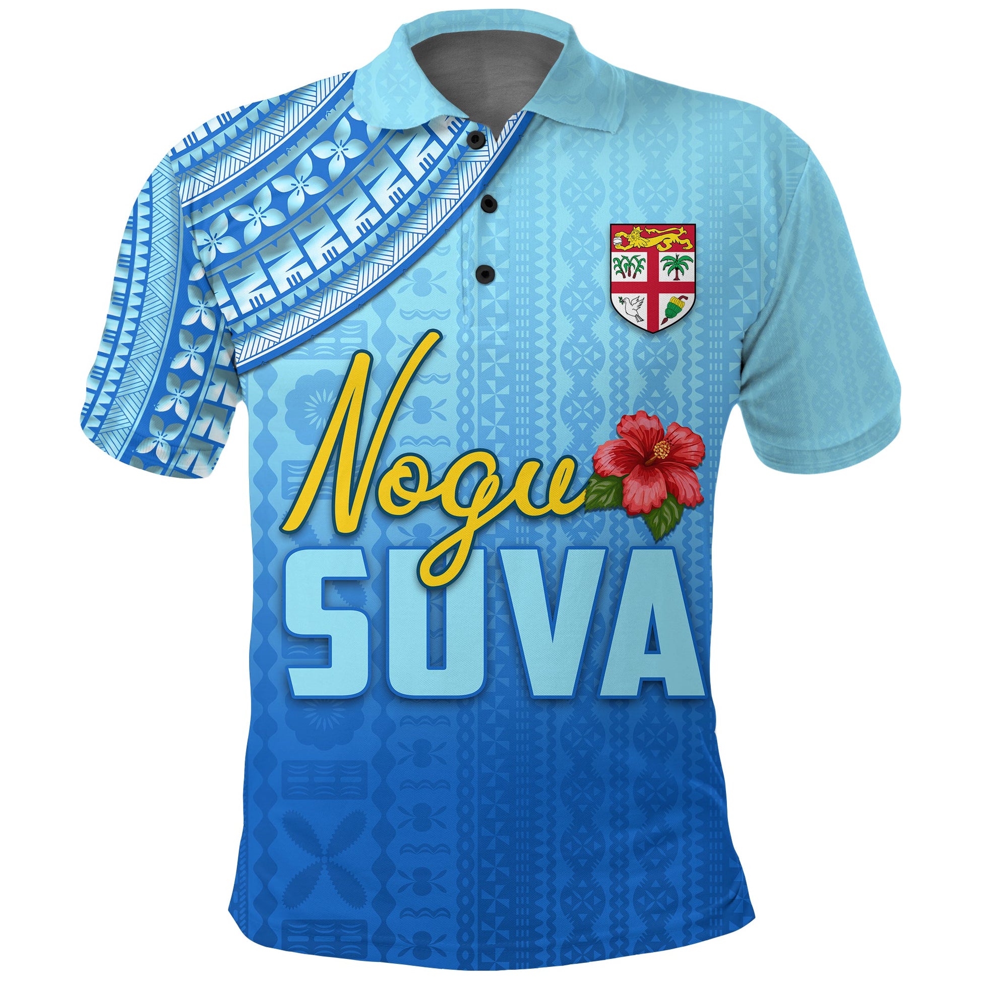 Nogu Suva Rugby Fiji Polo Shirt - Tapa Blue