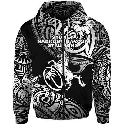 Fiji Rugby Zip Hoodie Sydney Nadroga Navosa Stallions Unique Vibes Black