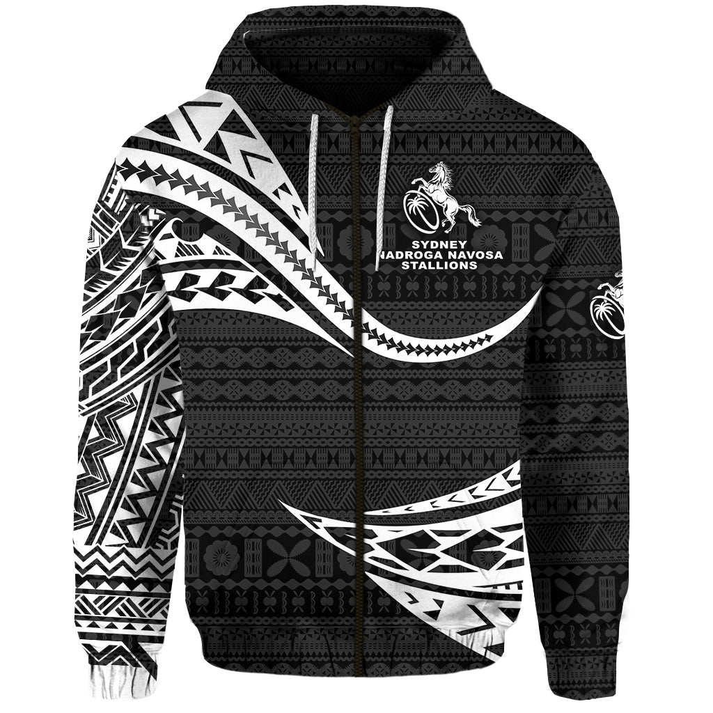 Fiji Rugby Zip Hoodie Sydney Nadroga Navosa Stallions Unique Version Black