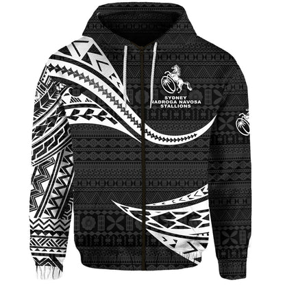 Fiji Rugby Zip Hoodie Sydney Nadroga Navosa Stallions Unique Version Black