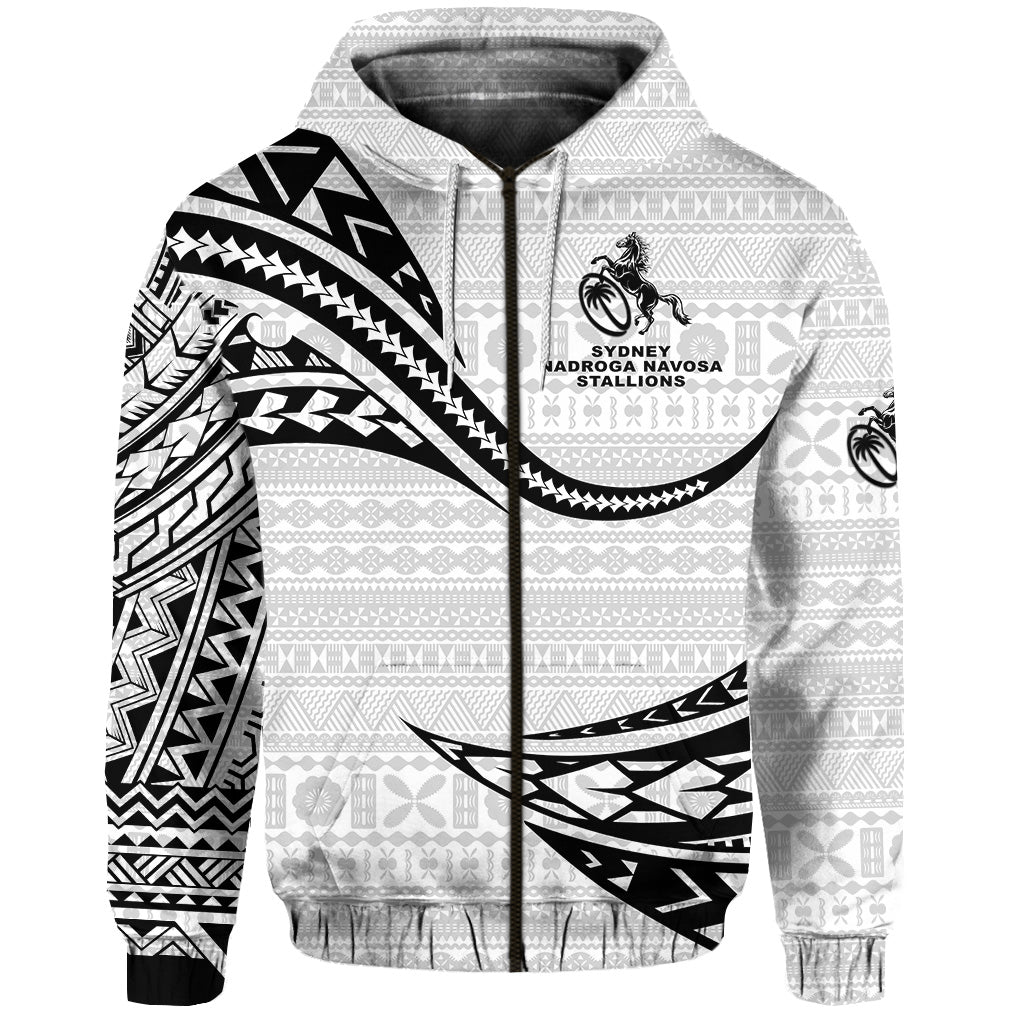 Fiji Rugby Zip Hoodie Sydney Nadroga Navosa Stallions Unique Version White