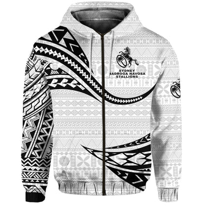 Fiji Rugby Zip Hoodie Sydney Nadroga Navosa Stallions Unique Version White