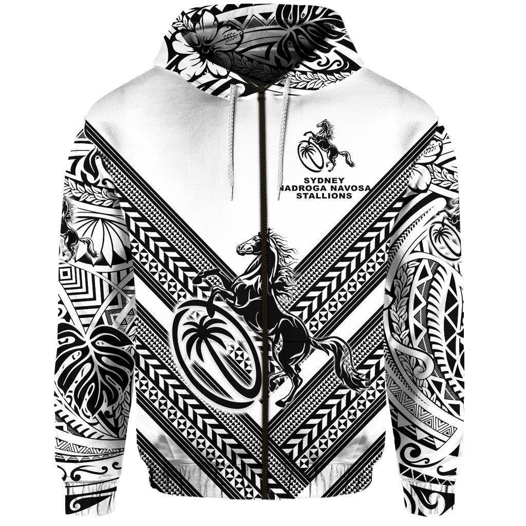 Fiji Rugby Zip Hoodie Sydney Nadroga Navosa Stallions Creative Style White