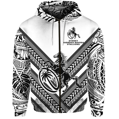 Fiji Rugby Zip Hoodie Sydney Nadroga Navosa Stallions Creative Style White