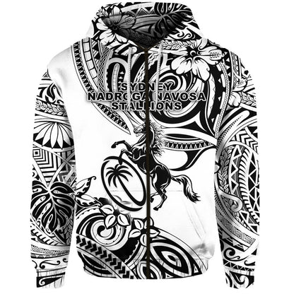 Fiji Rugby Zip Hoodie Sydney Nadroga Navosa Stallions Unique Vibes White