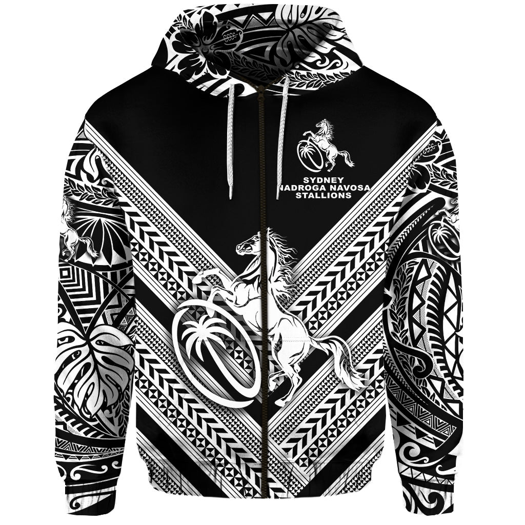 Fiji Rugby Zip Hoodie Sydney Nadroga Navosa Stallions Creative Style Black