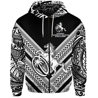Fiji Rugby Zip Hoodie Sydney Nadroga Navosa Stallions Creative Style Black
