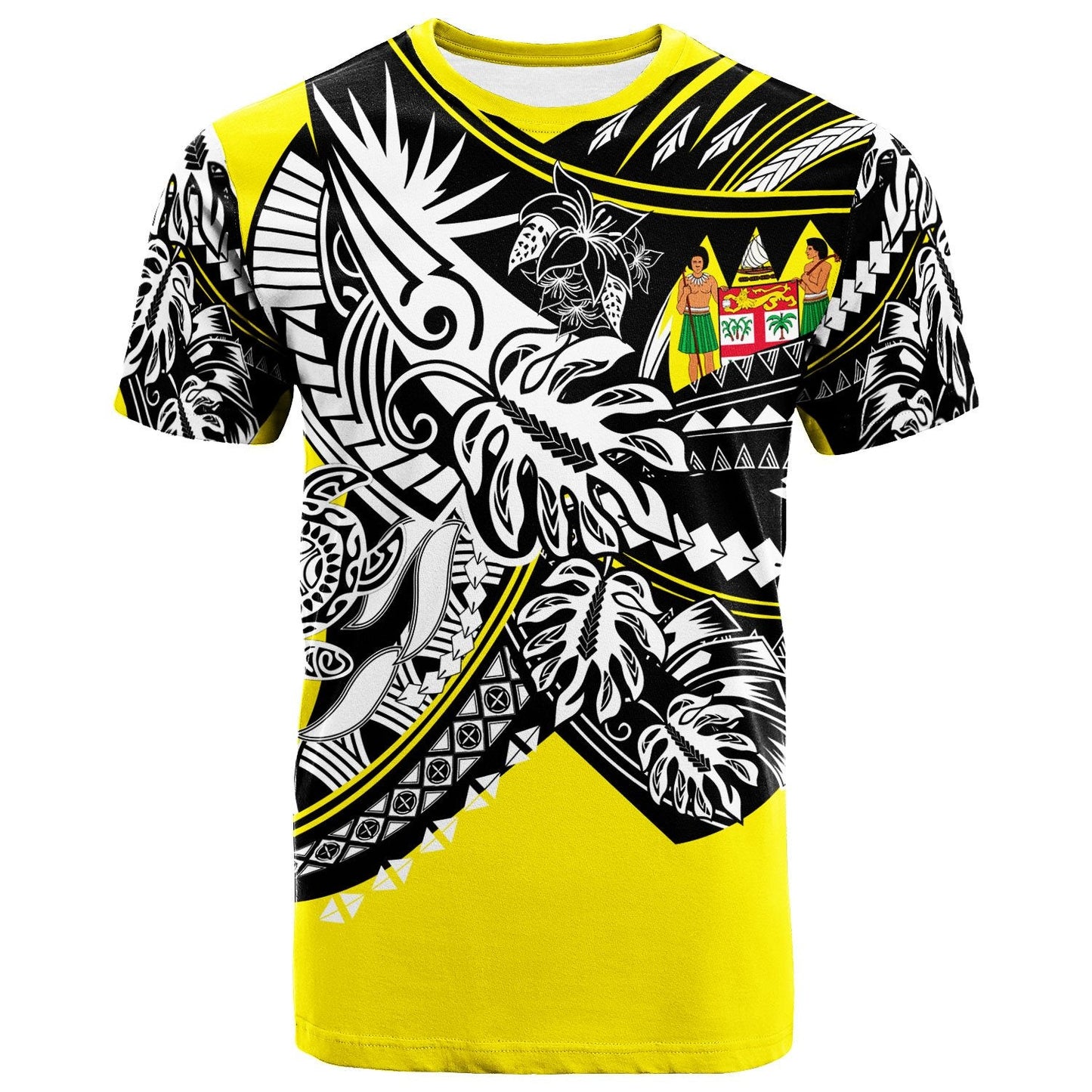 Fiji T Shirt Tribal Jungle Yellow Pattern