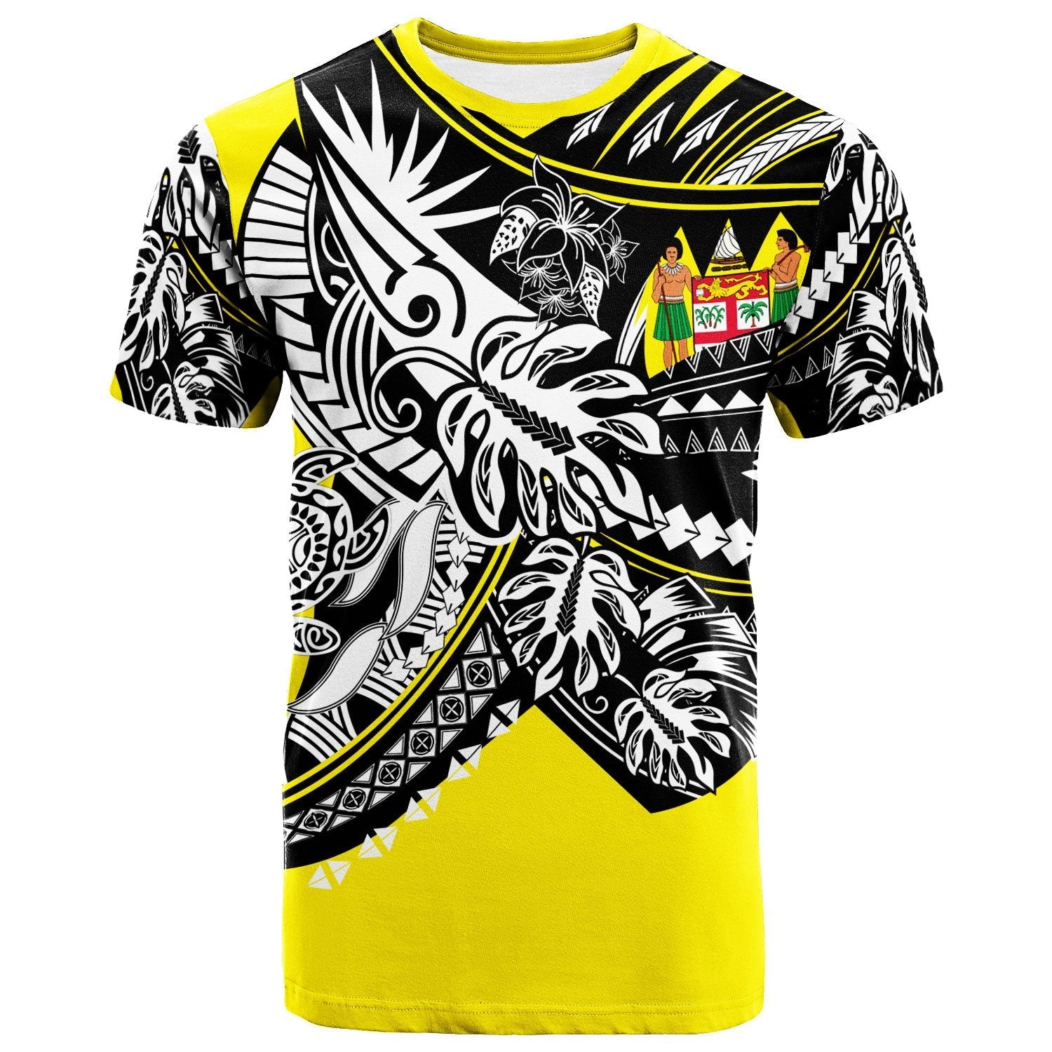 Fiji T Shirt Tribal Jungle Yellow Pattern