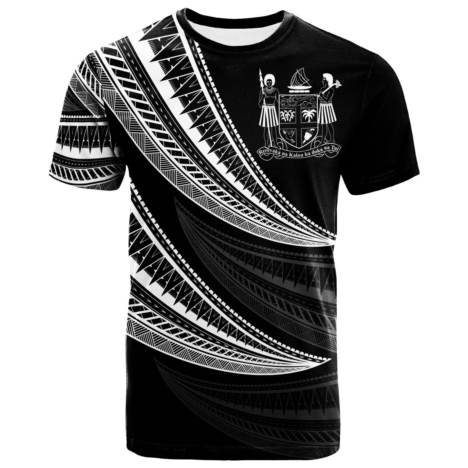 Fiji Custom Personalised T Shirt Wave Pattern Alternating White Color