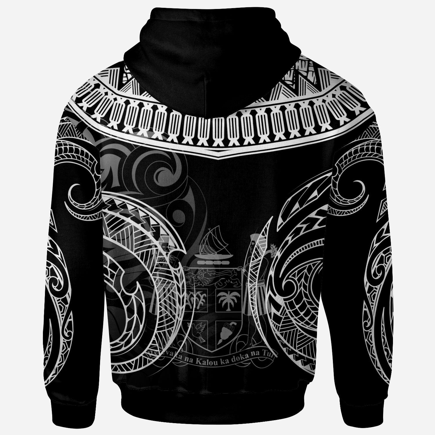 Custom Text Fiji Hoodie Personalised  Serrated Pattern White Color Zip Hoodie
