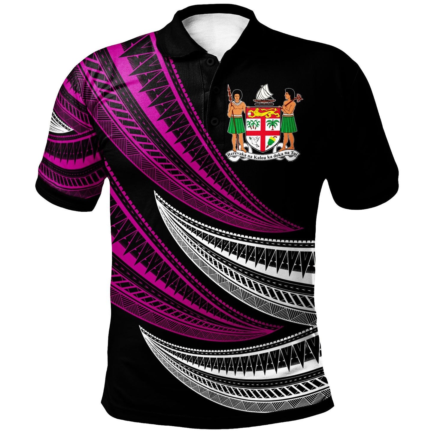 Fiji Custom Personalised Polo Shirt - Wave Pattern Alternating Purple Color
