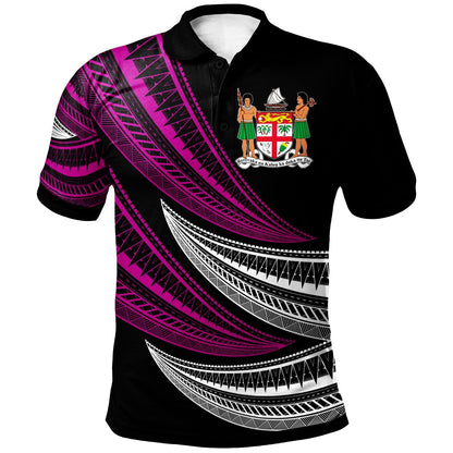 Fiji Custom Personalised Polo Shirt - Wave Pattern Alternating Purple Color