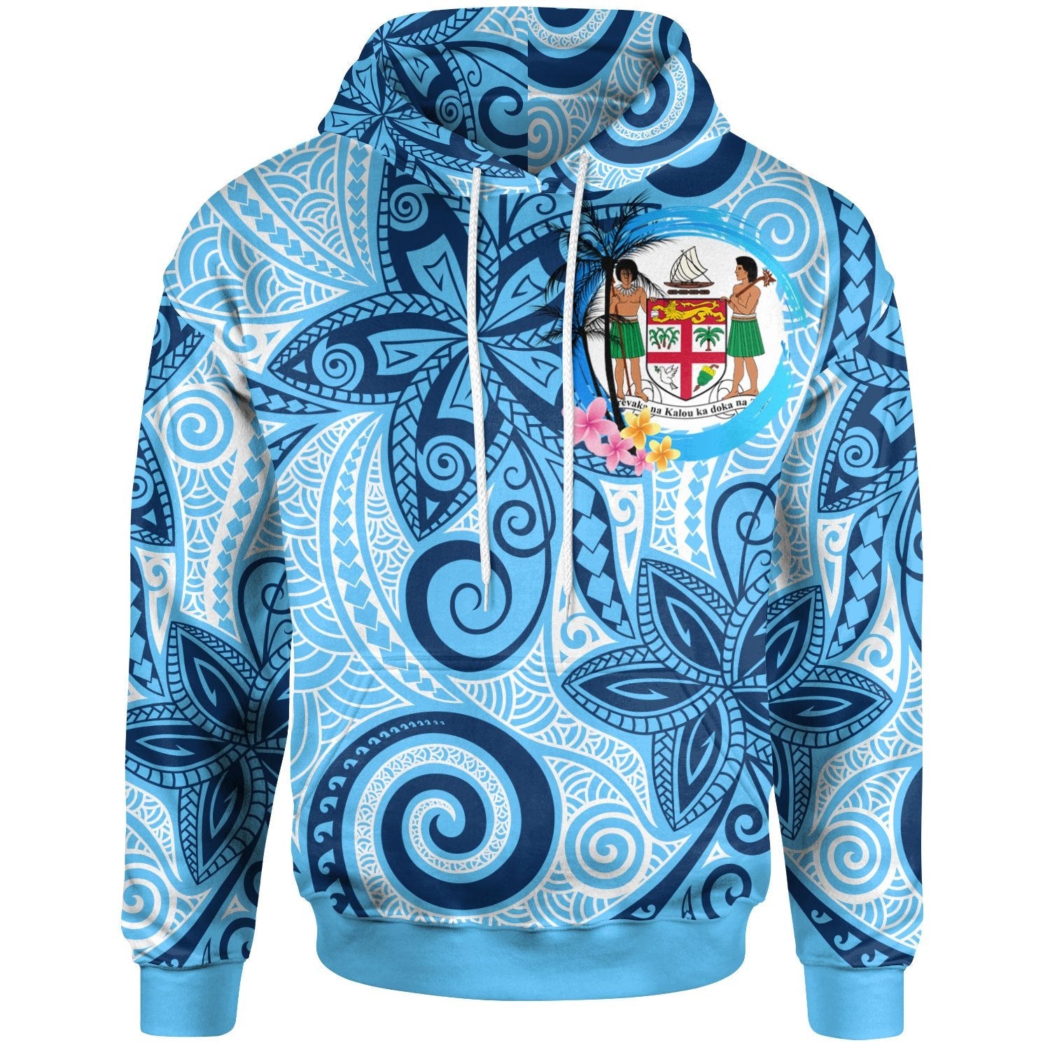 Fiji Hoodie Tribal Plumeria Pattern