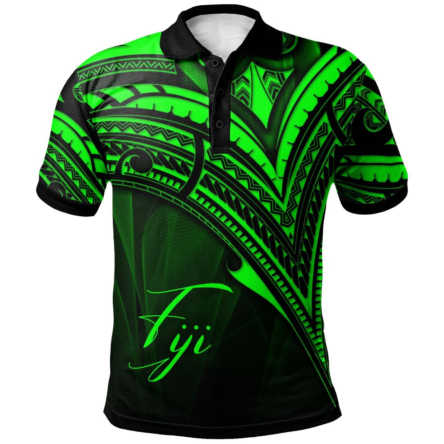 Fiji Polo Shirt - Green Color Cross Style