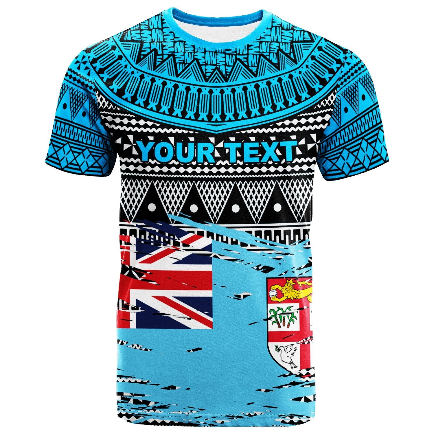 Fiji Custom Personalised T Shirt Fiji Tapa Pattern With Flag