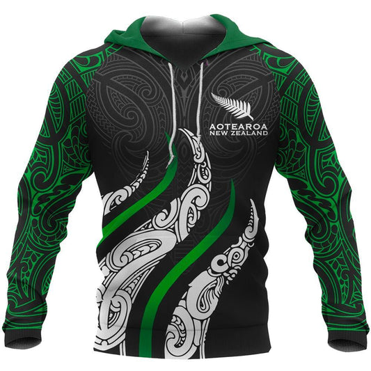 New Zealand Maori Hoodie, Aotearoa Koru Fire Style Hoodie