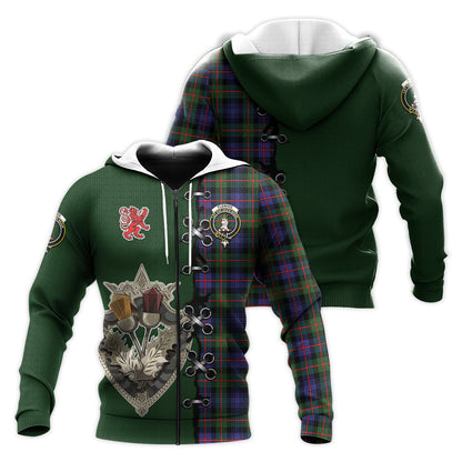Printivon Fleming Tartan Hoodie Lion Rampant And Celtic Thistle Style