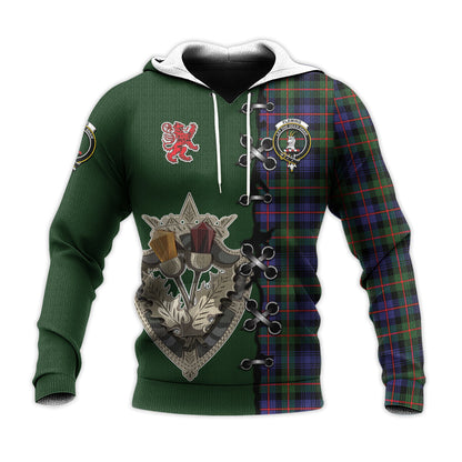 Printivon Fleming Tartan Hoodie Lion Rampant And Celtic Thistle Style