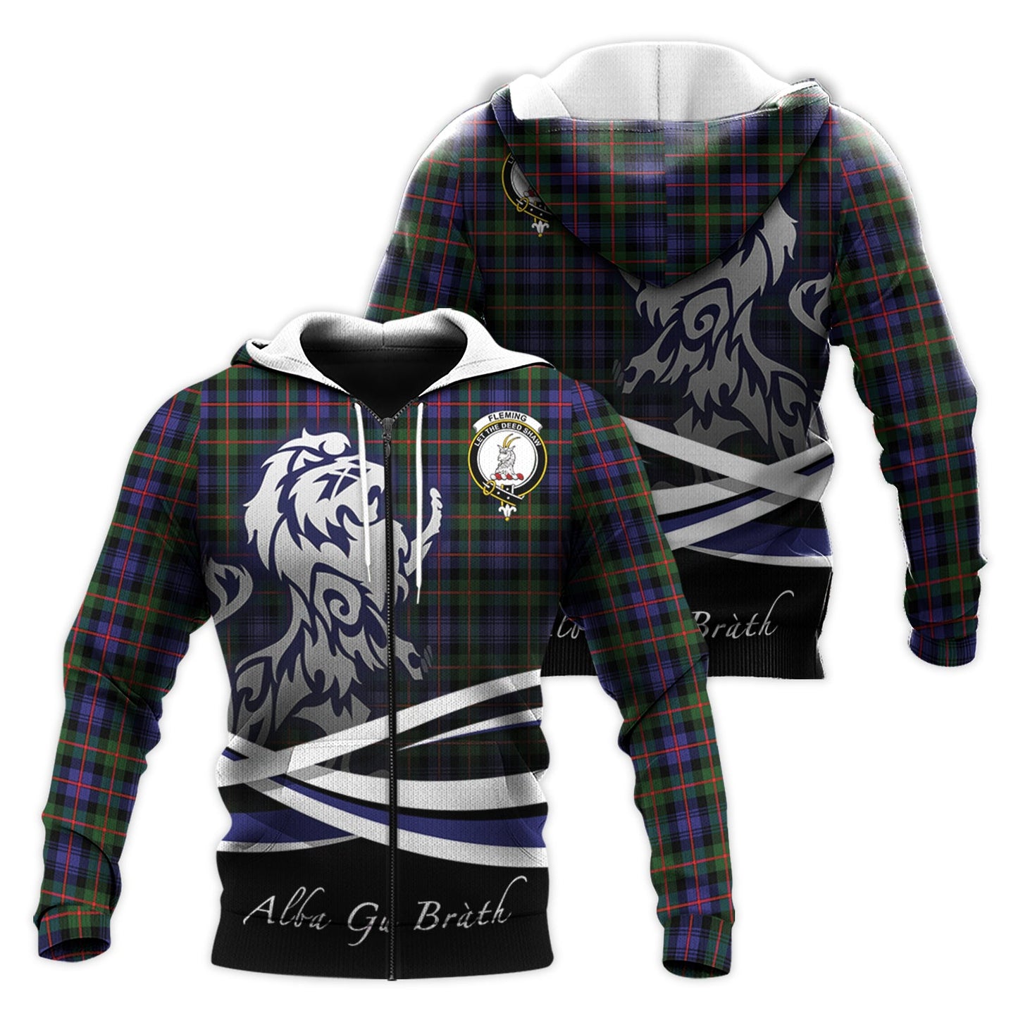 Printivon Fleming Tartan Scottish Lion Hoodie
