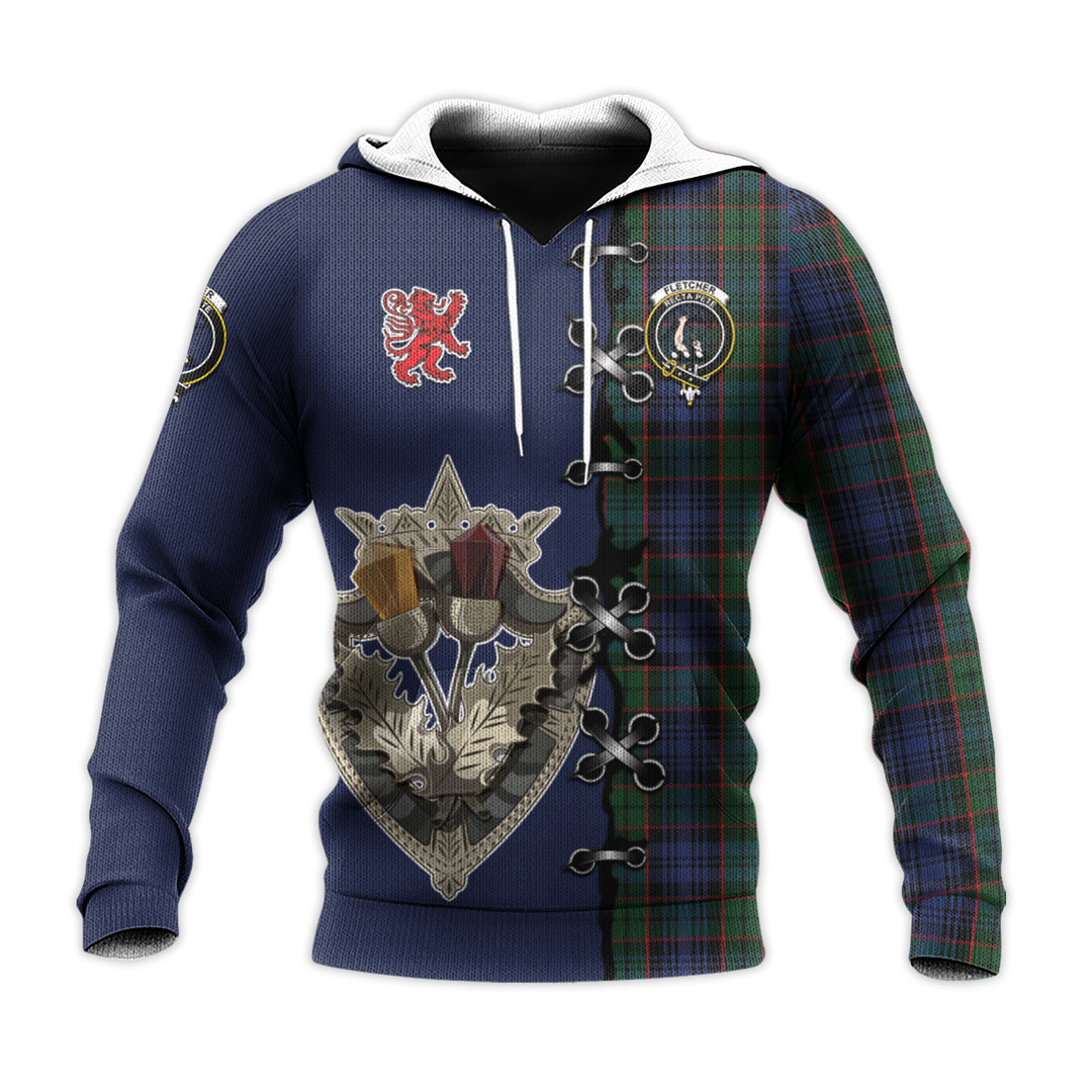 Printivon Fletcher Tartan Hoodie Lion Rampant And Celtic Thistle Style